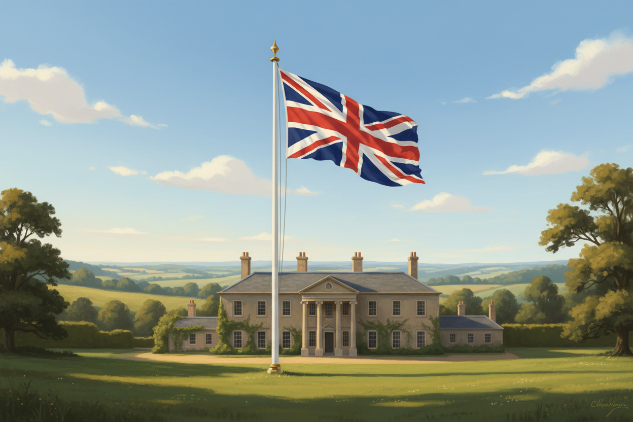 British Flag Over Country House