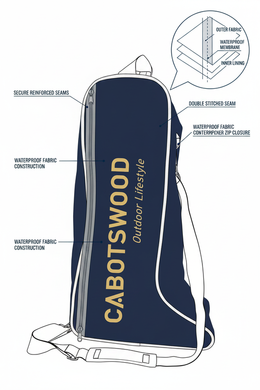 Cabotswood waterproof backpack with reinforced seams and breathable membrane, ideal for outdoor lifestyle adventures